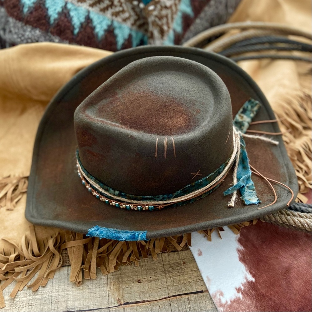 Western Cowboy Hat ⭐️NWT “The Abilene” Beaded Band Dark Olive Green(WOMENS) - Picture 3 of 13